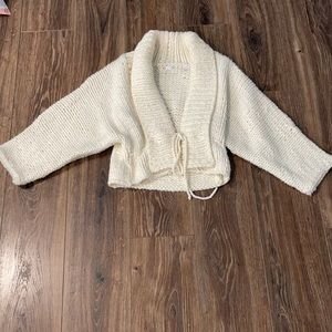 Aqua off white crop sweater